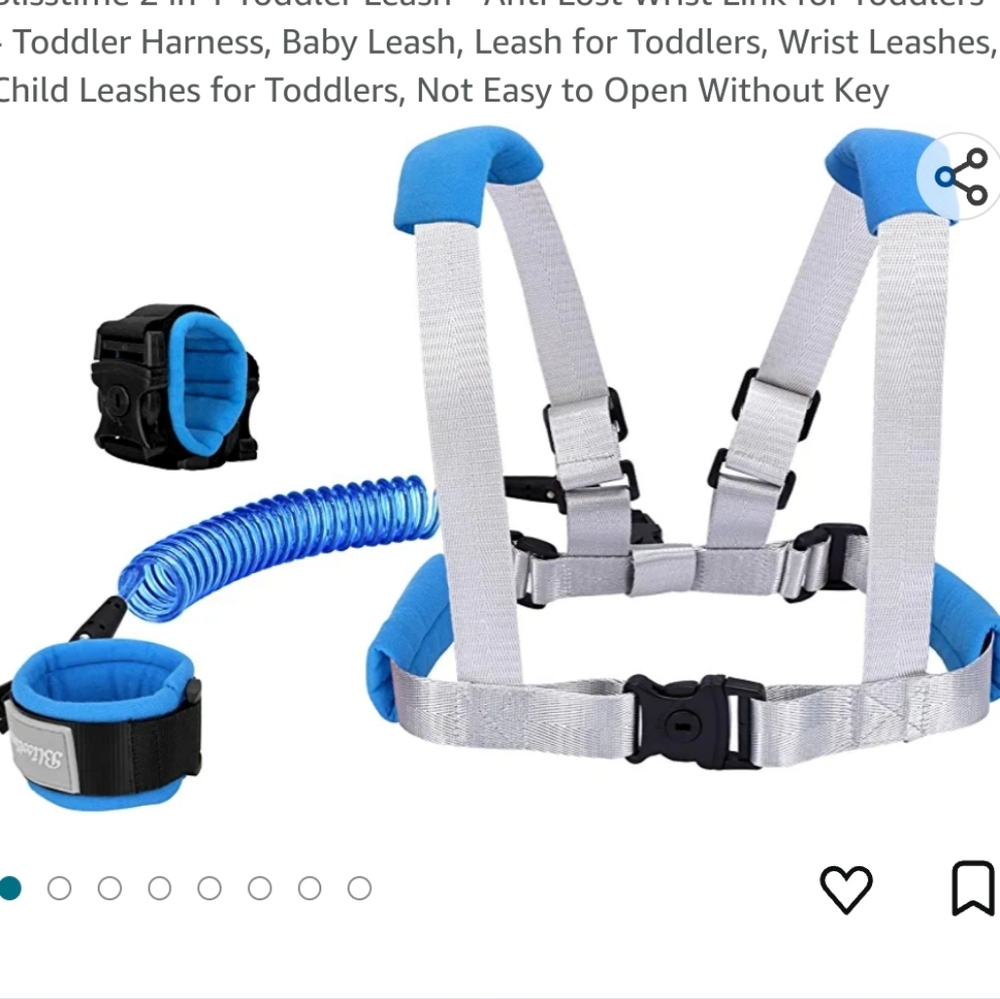 Blisstime 2 in 1 Toddler Leash - Anti Lost Wrist Link for Toddlers - Toddler Har